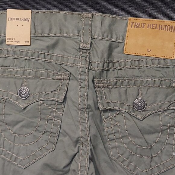True Religion Men's Straight Jeans in Olive - Picture 14 of 16